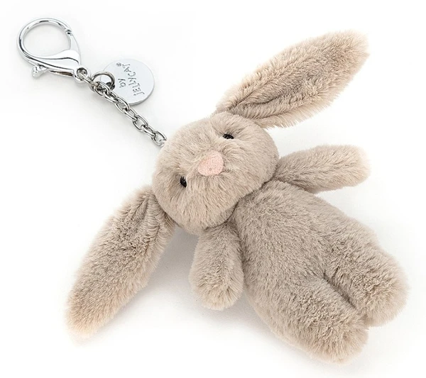 Jellycat - Porte clés lapin beige bashful 8 cm, Livraison Gratuite 24/48h