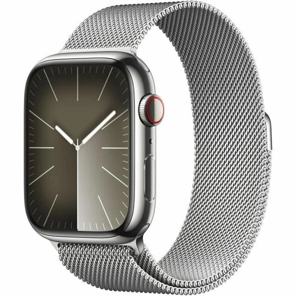 Apple Watch Series 9 (2023) GPS + Cellular 41 mm - Acier inoxydable Argent - Bracelet milanais Gris