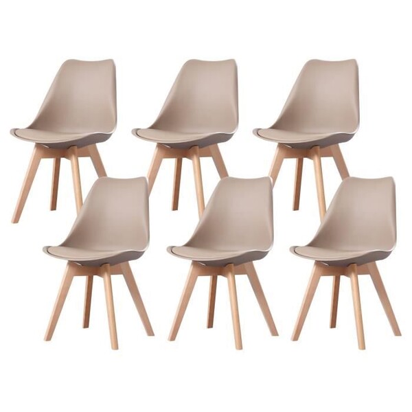 Clara - Lot de 6 chaises scandinave - Taupe - pied