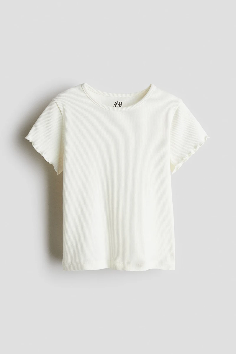 Top en jersey côtelé - Blanc - ENFANT | H&M FR
