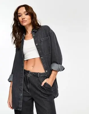 ASOS DESIGN - Chemise d'ensemble oversize - Noir bleu