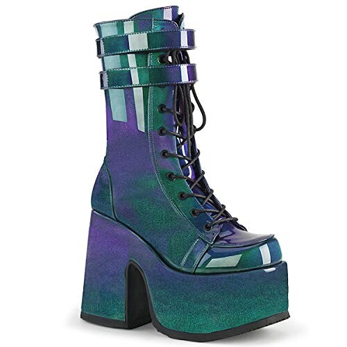 Demonia CAMEL-250 Purple-Green Patent UK 8 (EU 41)