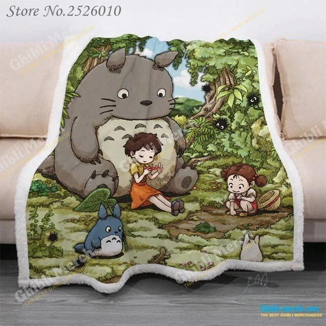 Throw Blanket Totoro 3D Velvet Plush (Sherpa) For Sale - Ghibli Merch Store - Official Studio Ghibli Merchandise