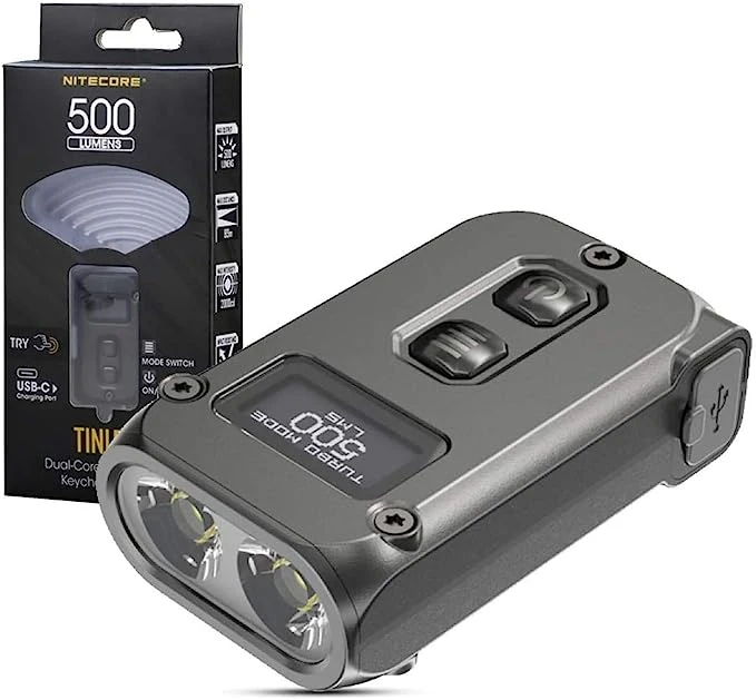 Nitecore TINI 2 (TINI2 v. 2021) Lampe Torche Porte-Cles 500 Lumen Lampe de Poche Tres Legere 19 Grammes Gris [Classe énergétique A+++]