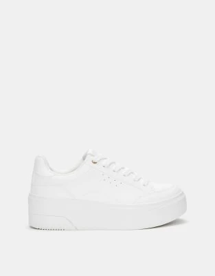 Pull&Bear - Baskets à plateforme - Blanc