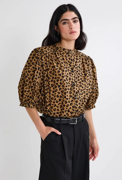 Blouse imprimée léopard en coton