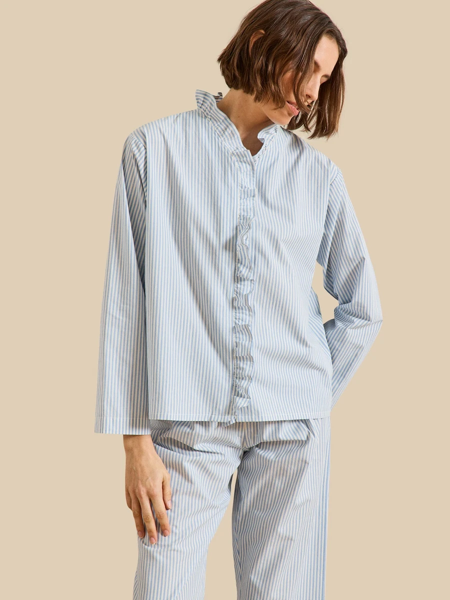 Pyjama rayé volanté femme