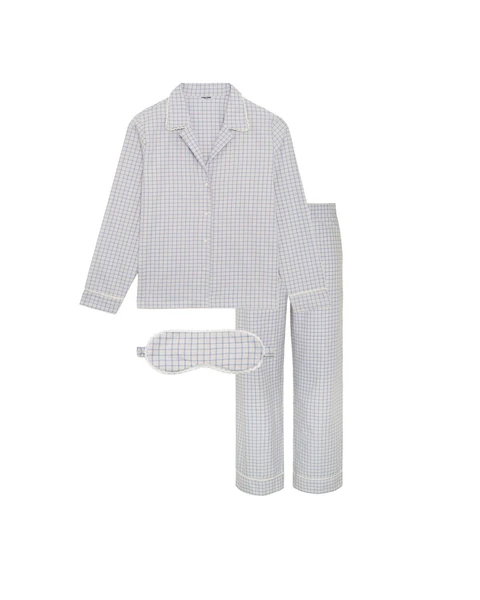 The Pajama Set: French Poplin Blue Check