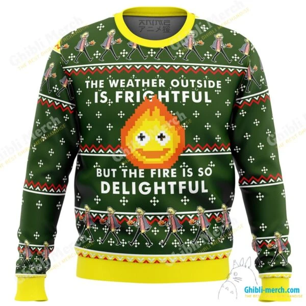 Ugly Christmas Sweater Calcifer is so Delightful - Ghibli Merch Store - Official Studio Ghibli Merchandise