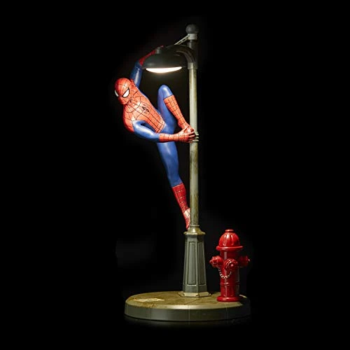 Lampe de Bureau Spiderman - Officielle, Lumière de Table Disney, Projecteur Marvel Streetlight Spider Man, Cadeau pour Fans du Multivers, Rouge, Bleu, Gris.