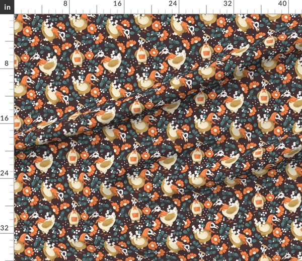 Fabric in medium chicken cottage core halloween