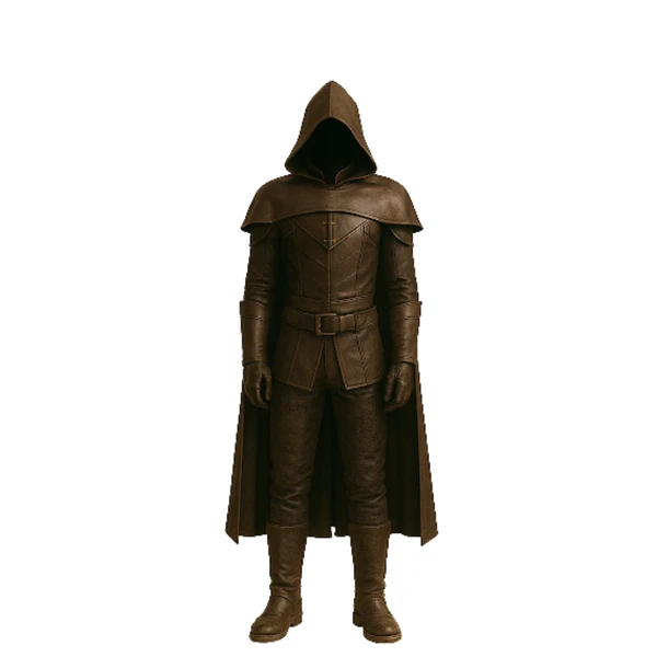 Handmade Leather Assassin Costume: Hooded Cloak, LARP Renaissance Faire