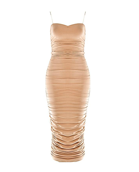 Aliya Ruche Dress Nude