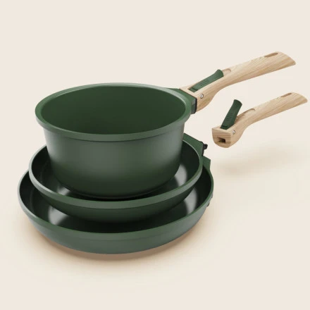 Green Pots & Pans! - Poêle & Casserole sans PFAS | Poignée Amovible | COOKUT