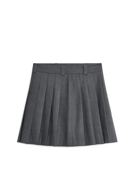 Mini-jupe plissée en laine mélangée