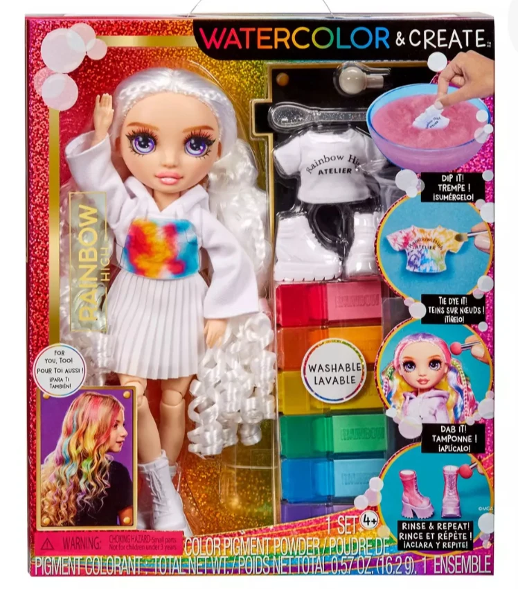 MGA Poupée Rainbow High Water Color and Create 27 cm Yeux violets