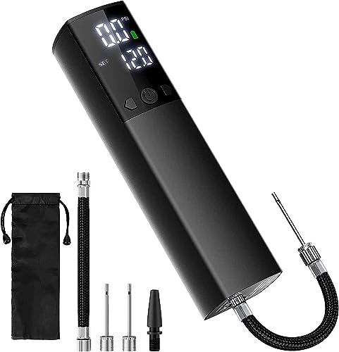 Pompe à Bille électrique, Pompe Automatique Portable pour gonflage Rapide des Ballons avec manomètre précis et écran LCD numérique pour Basket-Ball, Football, Volleyball (2 Aiguilles et 1 buse)