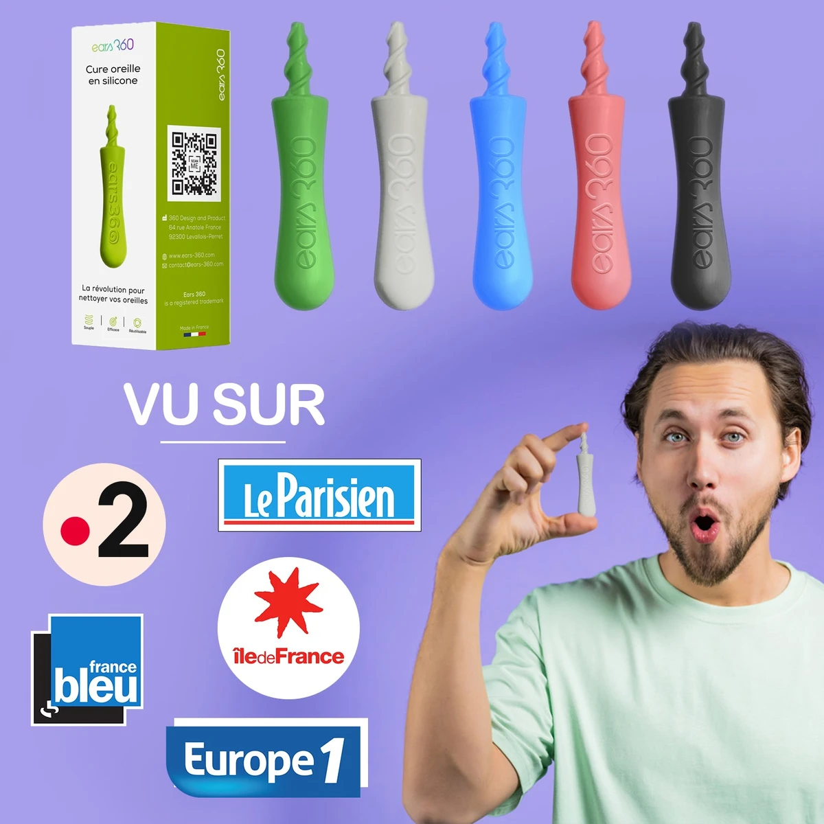 Ears 360 - Le coton tige réutilisable en silicone à spirale