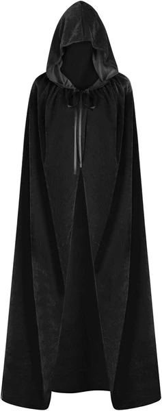 HKSCKJ Cape à Capuche en Velours Halloween Enfants Adultes Cape Médiévale Longue Avec Cordon Convient Noël, Fête, Carnaval, Mascarad Déguisement Cosplay pour Sorcière, Magicien, Démon