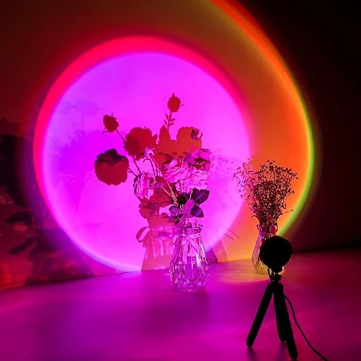 Sunset Lamp, Sunset Lamp, 16 Color Projection Lamp with Tripod, Sunset Aura, USB Rainbow LED Lamp, Romantic Visual Light, 360 Degree Rotation, Nice Gift