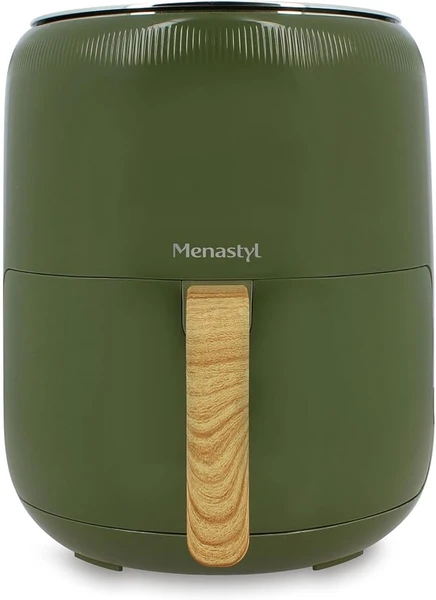 MENASTYL - Friteuse sans huile à air chaud Colorama - Olive - sans PFAS - 4.5L - 8 programmes - Température jusqu'à 200°C - Minuterie 1 heure - Panier et grille compatibles lave-vaisselle - 6025006