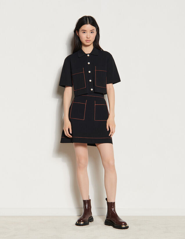 Cardigan court façon chemisette