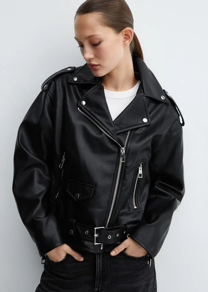 Veste biker simili-cuir - Femme | MANGO OUTLET France métropolitaine