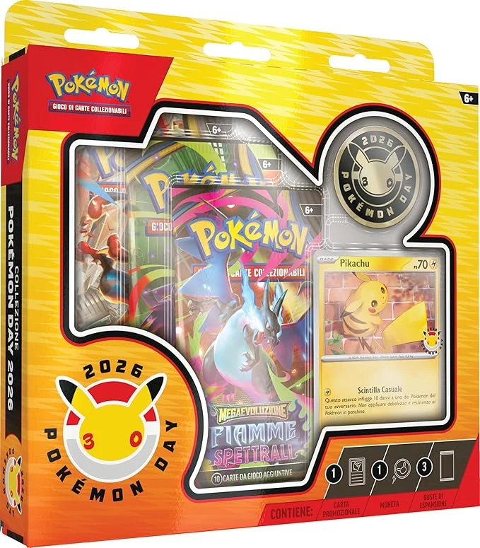 Collection Pokémon Day 2026 du JCC Pokémon (Une Carte holographique, Une pièce de Monnaie et Trois enveloppes d'extension)