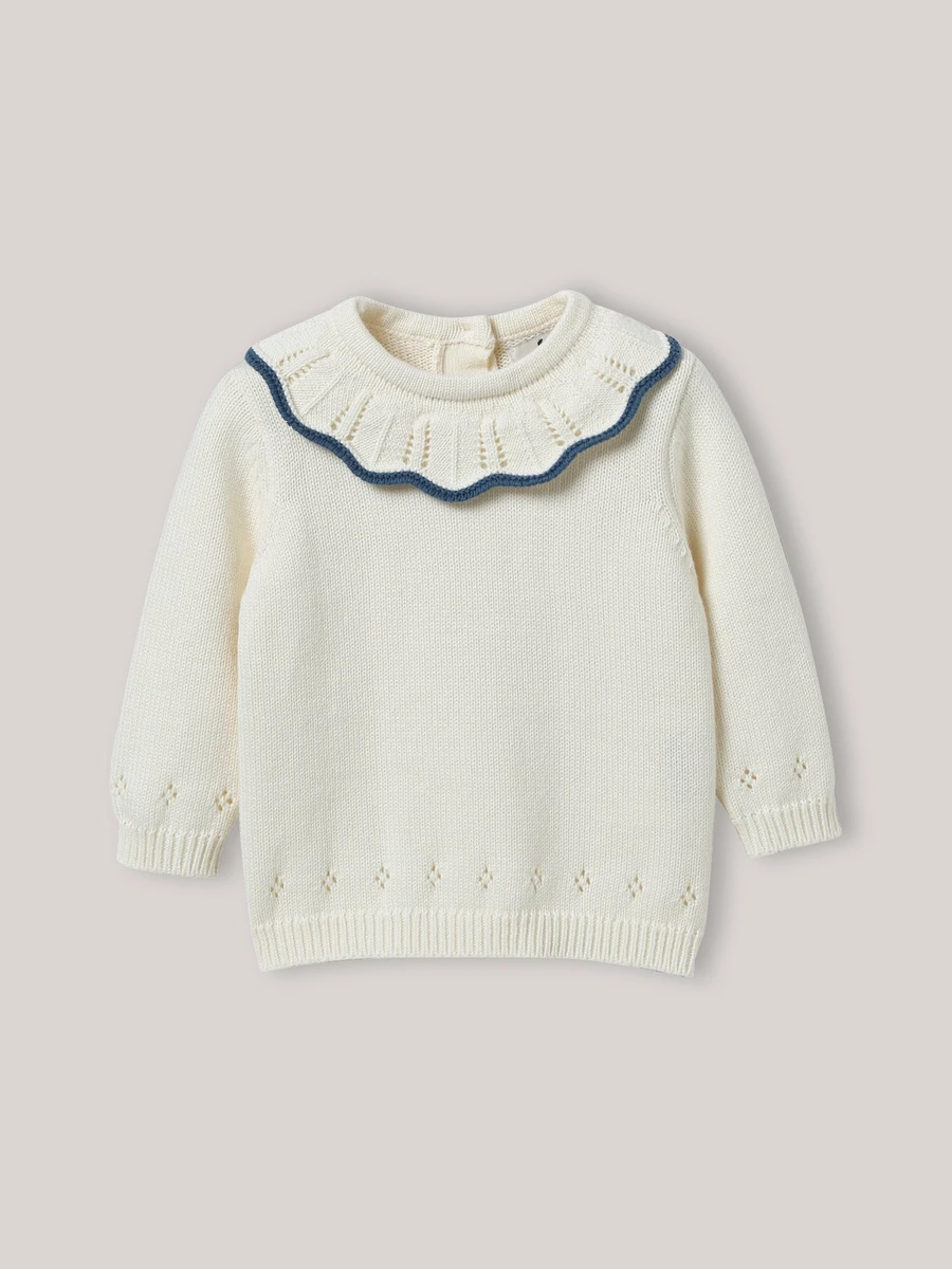 Pull à collerette en coton biologique et laine Bébé