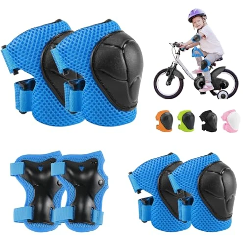 Protection Roller Sets Enfant 6 en 1 Kit de Protection pour Patins à Roulettes avec Genouillères, Coudières et Protège-Poignets, Équipement de protection pour Cyclisme Skateboard Hoverboard Vélo