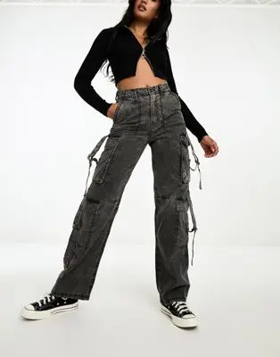 Bershka - Octopus - Pantalon cargo - Gris délavé | ASOS