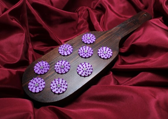 Purple BDSM vampire paddle, high quality acrylic spikes with stainless steel screws