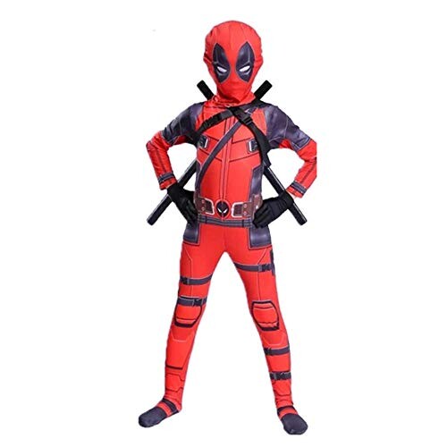 BLOIBFS Costume De Cosplay Deadpool, Combinaison De Sport Collant De Gala à L'école,Children-M