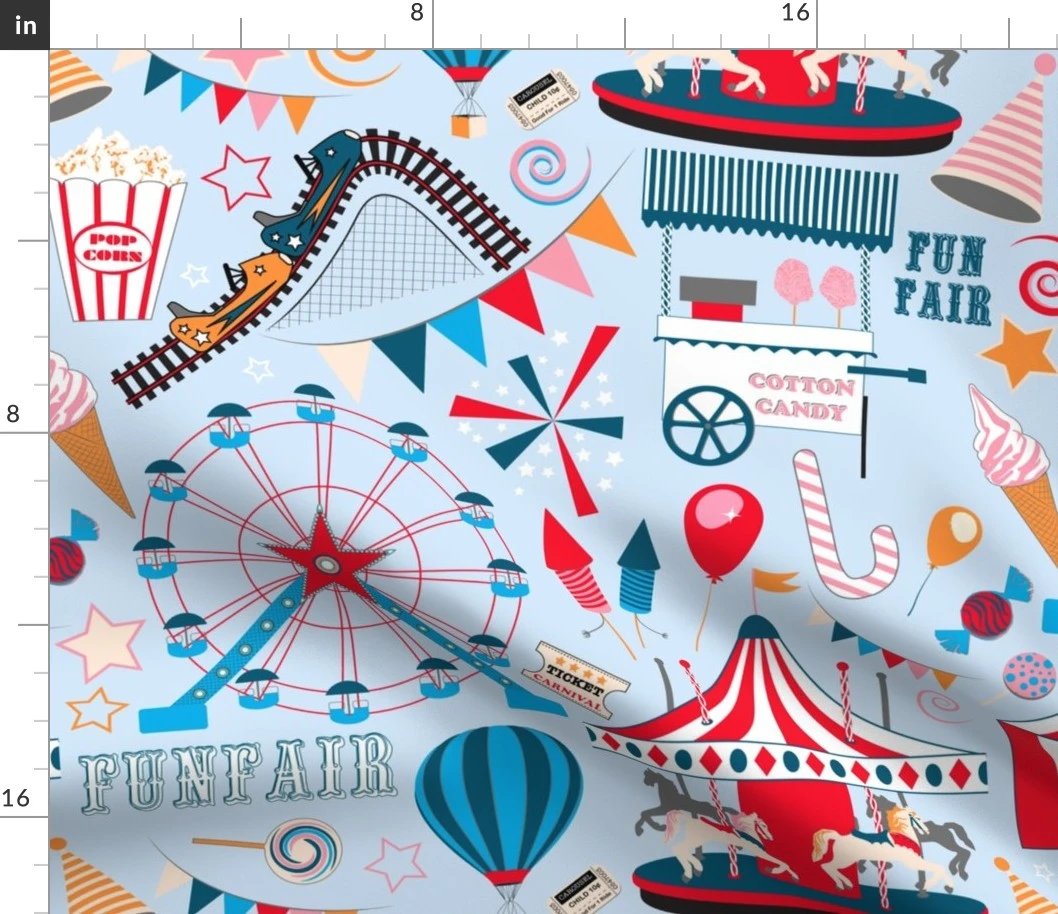 Fun Fair (Pale Blue) Fabric | Spoonflower