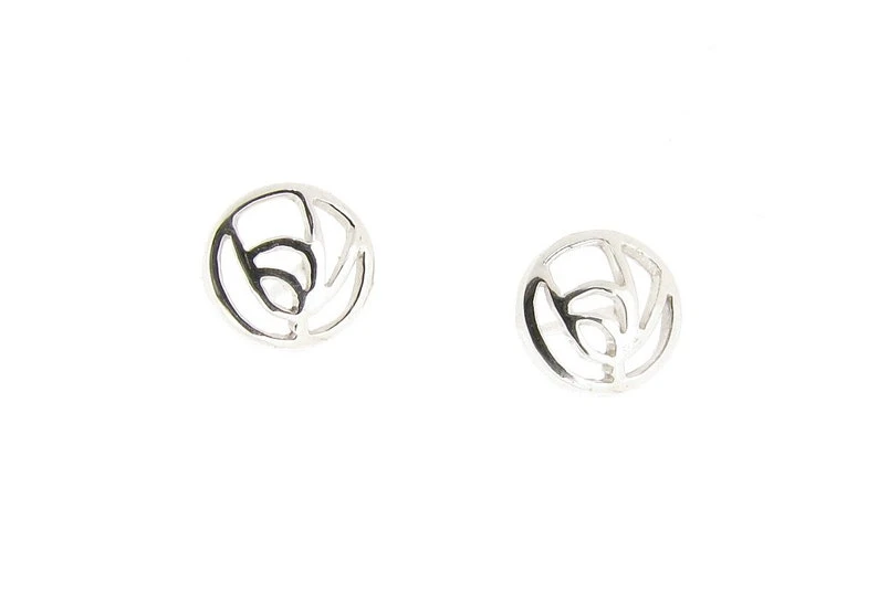 Boucles d'oreilles rondes en argent sterling avec roses Rennie Mackintosh Femme fille,