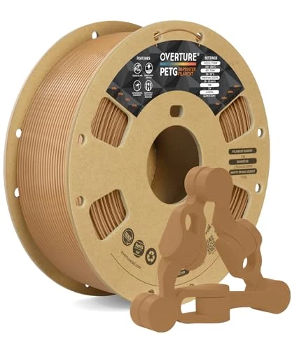 OVERTURE PETG Filament 1.75mm, Bobine de 1kg(2,2lbs), Précision dimensionnelle +/- 0,02 mm (Marron)