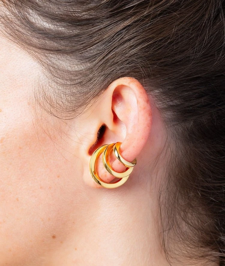 Ear Cuff Triple Ridley - Doré
