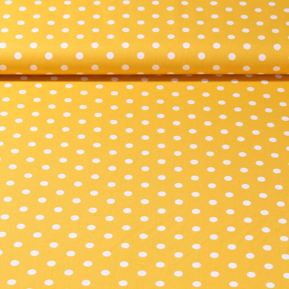 Popeline de coton Benno - Pois XL Jaune Blanc