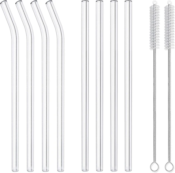 HIWARE | 10-Piece Reusable Glass Drinking Straws