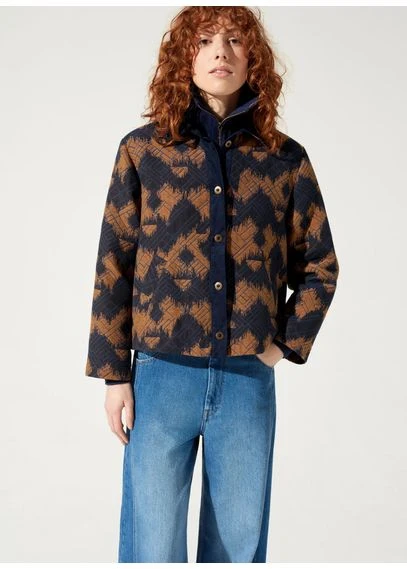 Veste col chemise jacquard | Marron