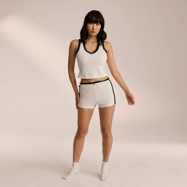 Short de Pyjama en Dentelle - Blanc