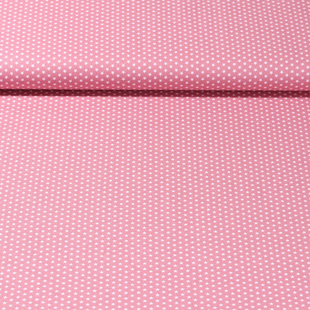 Popeline de coton Stella - Mini étoiles Vieux rose Blanc