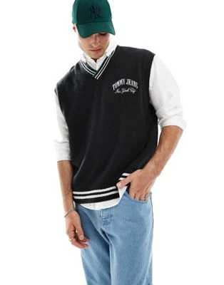 Tommy Jeans - Débardeur décontracté en maille à logo style universitaire - Noir