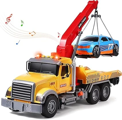 Tacobear Camion Dépanneuse Jouet Enfant Grand Camion Jouet 1:16 Transporteur Véhicule avec Voiture de Course Lumière et Son Fonction Jouet de Véhicules Cadeau pour Enfants Garçons 3 4 5 6 Ans