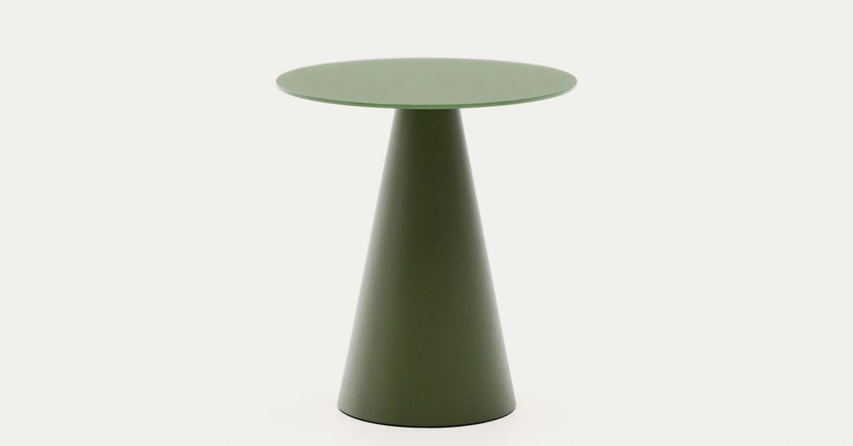 Table d'appoint Wilshire en verre trempé dépoli et acier finition vert mat Ø50 cm | Kave Home®