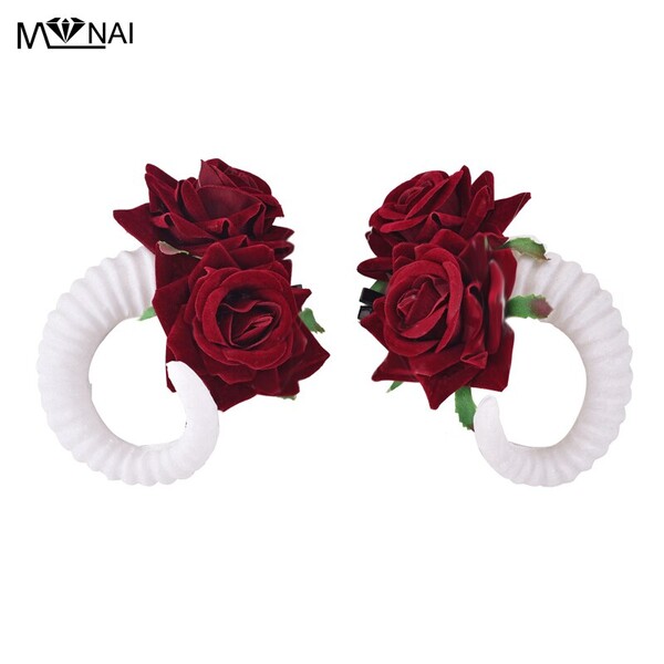 Pince à cheveux gothique Lolita, oreilles de mouton corne KC, accessoires pour cheveux, fête, Rose, Steampunk