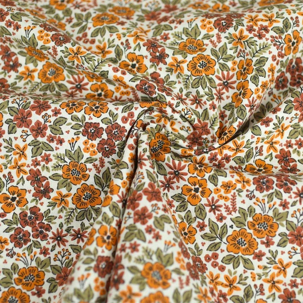 Tissu popeline de coton Gabriel à motifs floral | Pour couture d'habits léger