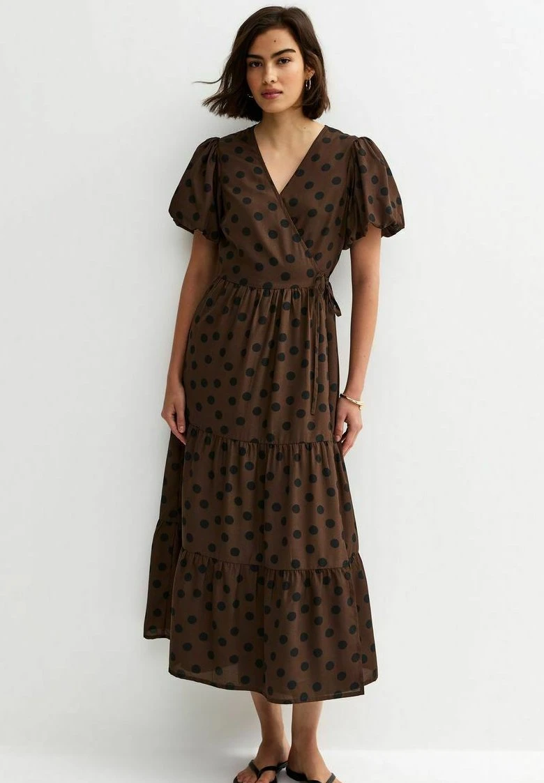 New Look SPOT PRINT WRAP MIDI - Robe de jour - brown pattern/marron - ZALANDO.FR