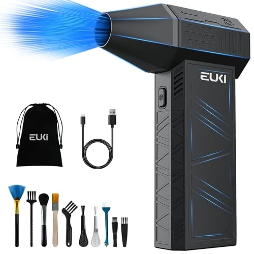 Dépoussiérants Puissants Électrique, EUKI 150 000 Tours/Minute Soufflette Air Comprimé, 3 Vitesses Mini Souffleur, pour Clavier, Nettoyage de PC, Nettoyage de la Maison