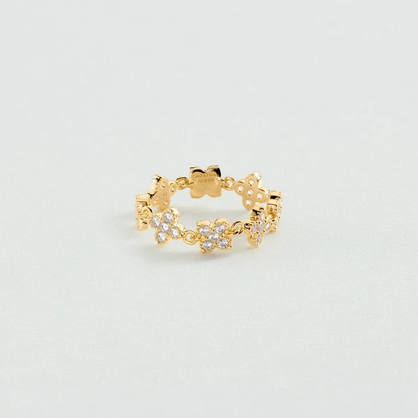 Bague fine BELOVED - Cristal / Doré